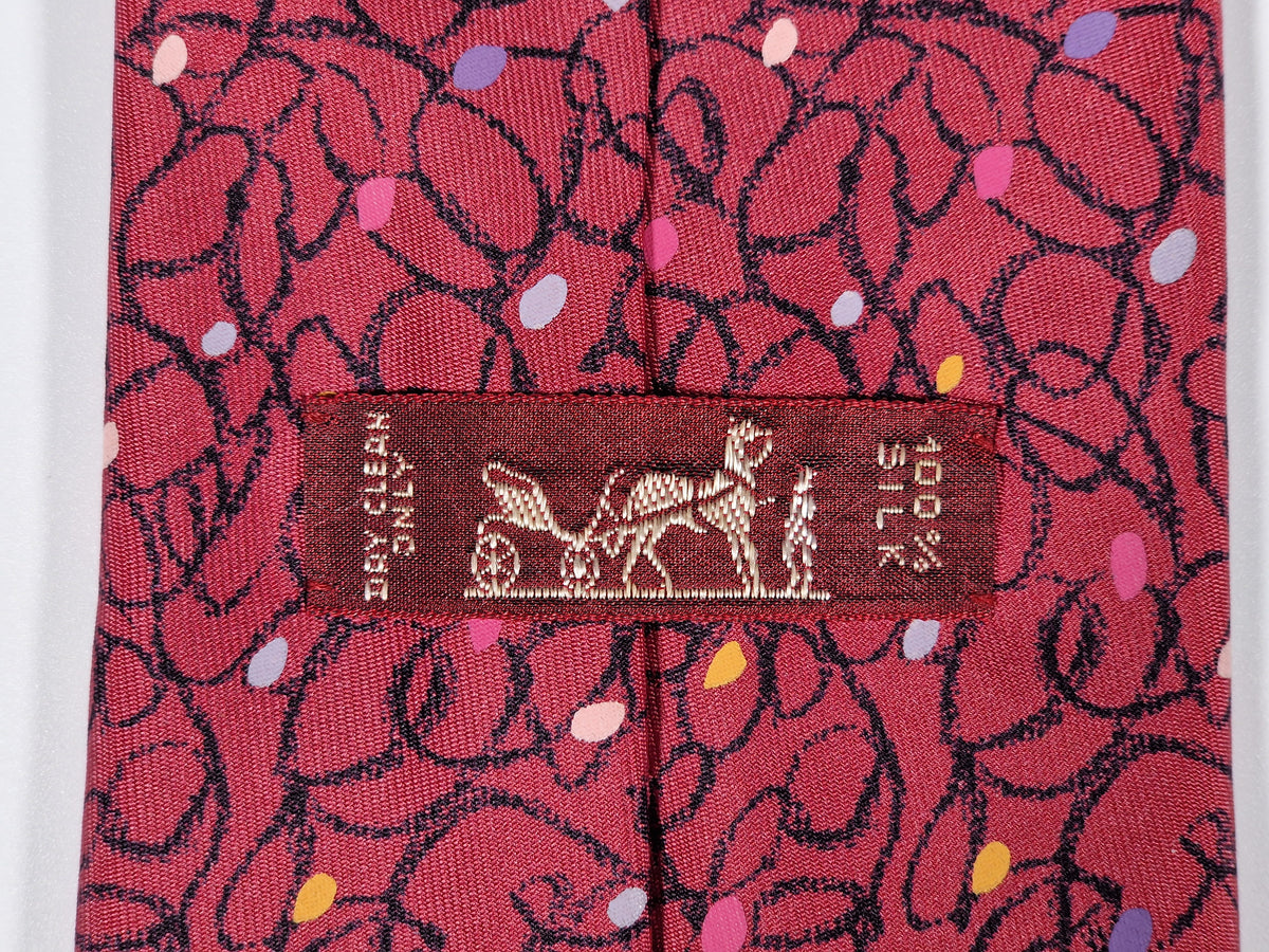 007886 Hermès tie red crayon pattern 7886 MA
