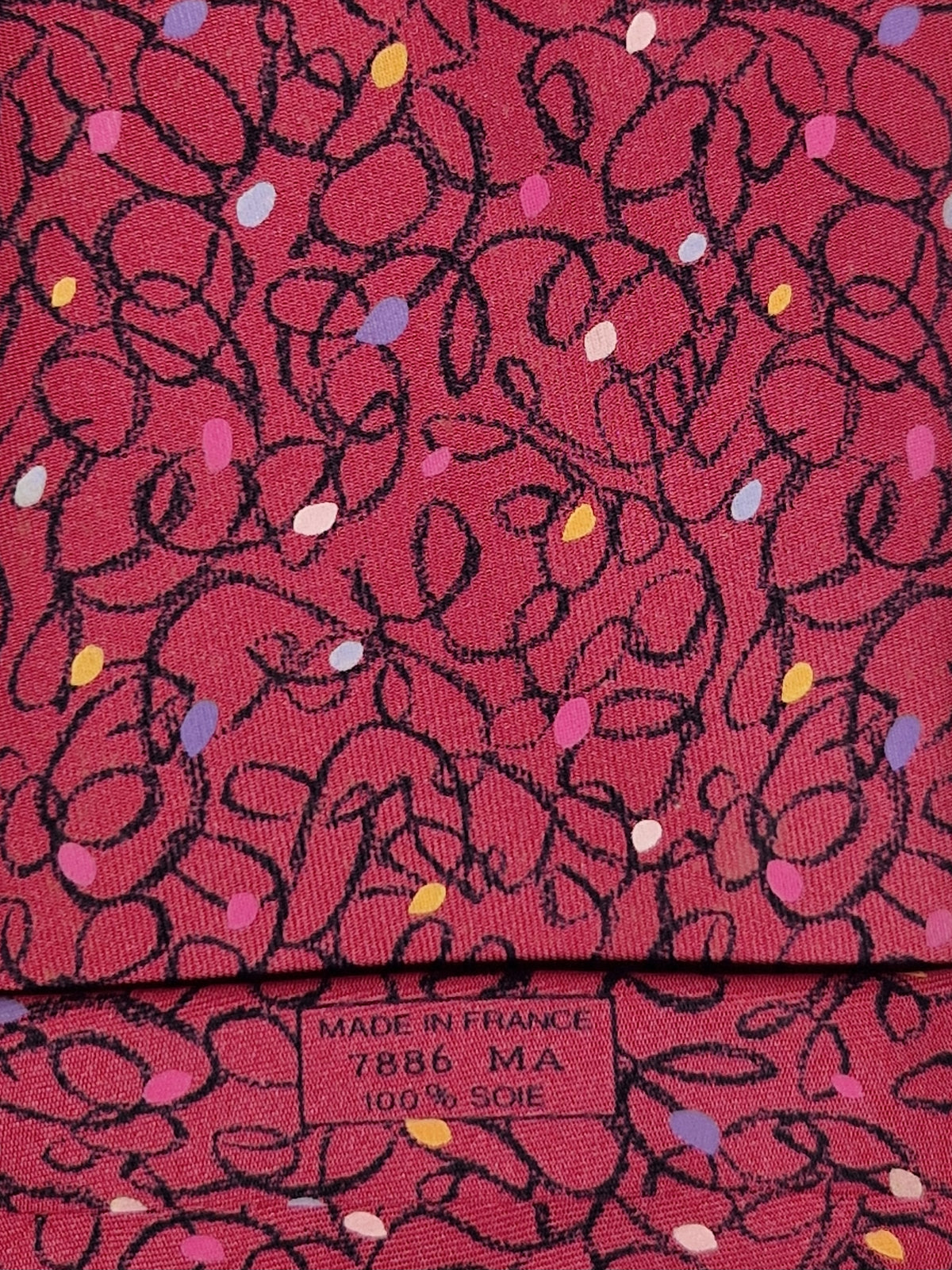007886 Hermès tie red crayon pattern 7886 MA