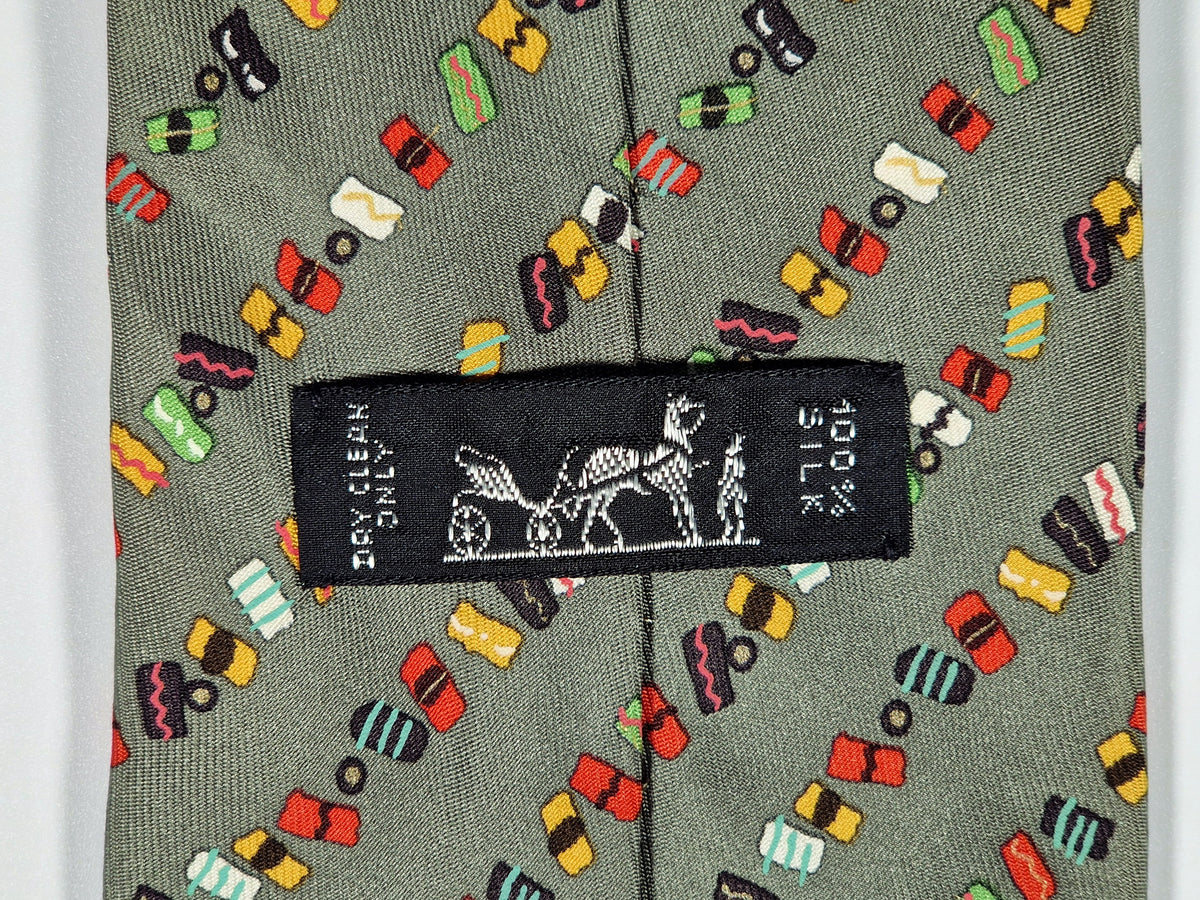 007887 Hermès tie green sushi pattern 7887 MA