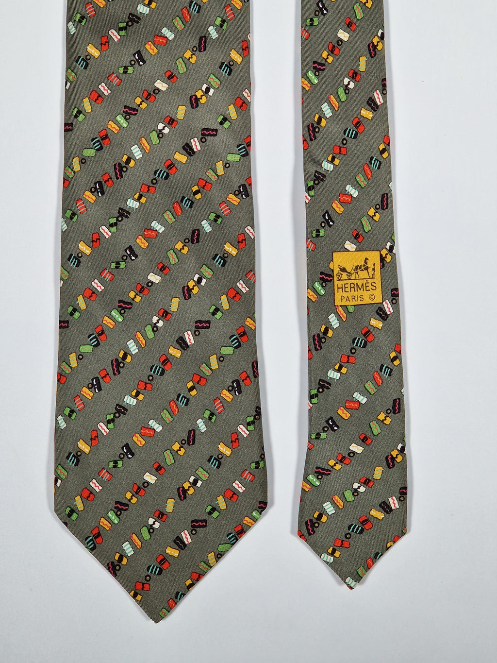 007887 Hermès tie green sushi pattern 7887 MA