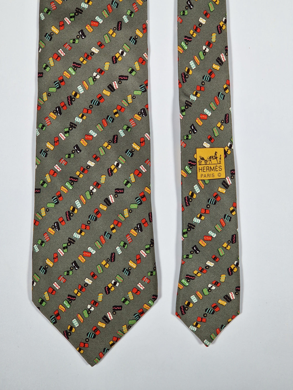 007887 Hermès tie green sushi pattern 7887 MA