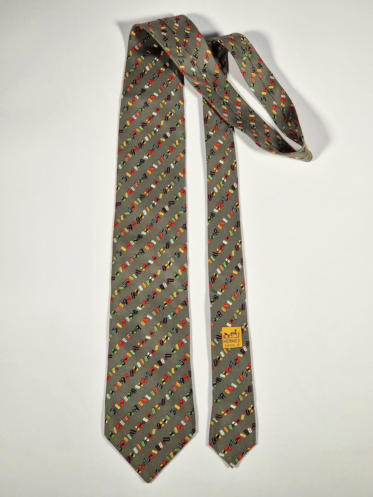 007887 Hermès tie green sushi pattern 7887 MA