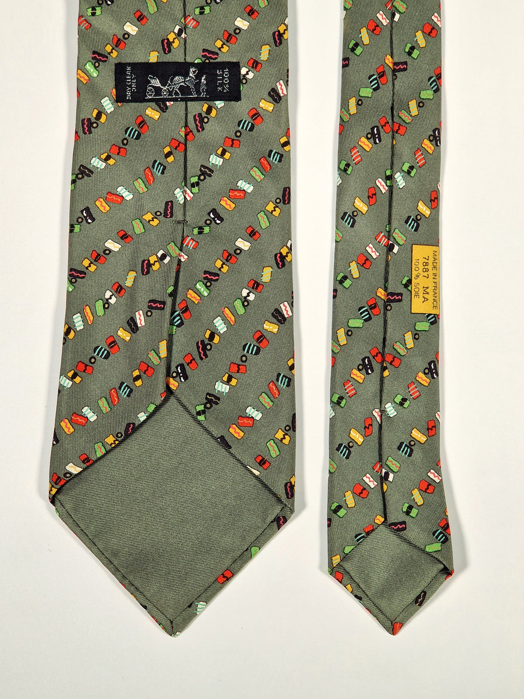 007887 Hermès tie green sushi pattern 7887 MA