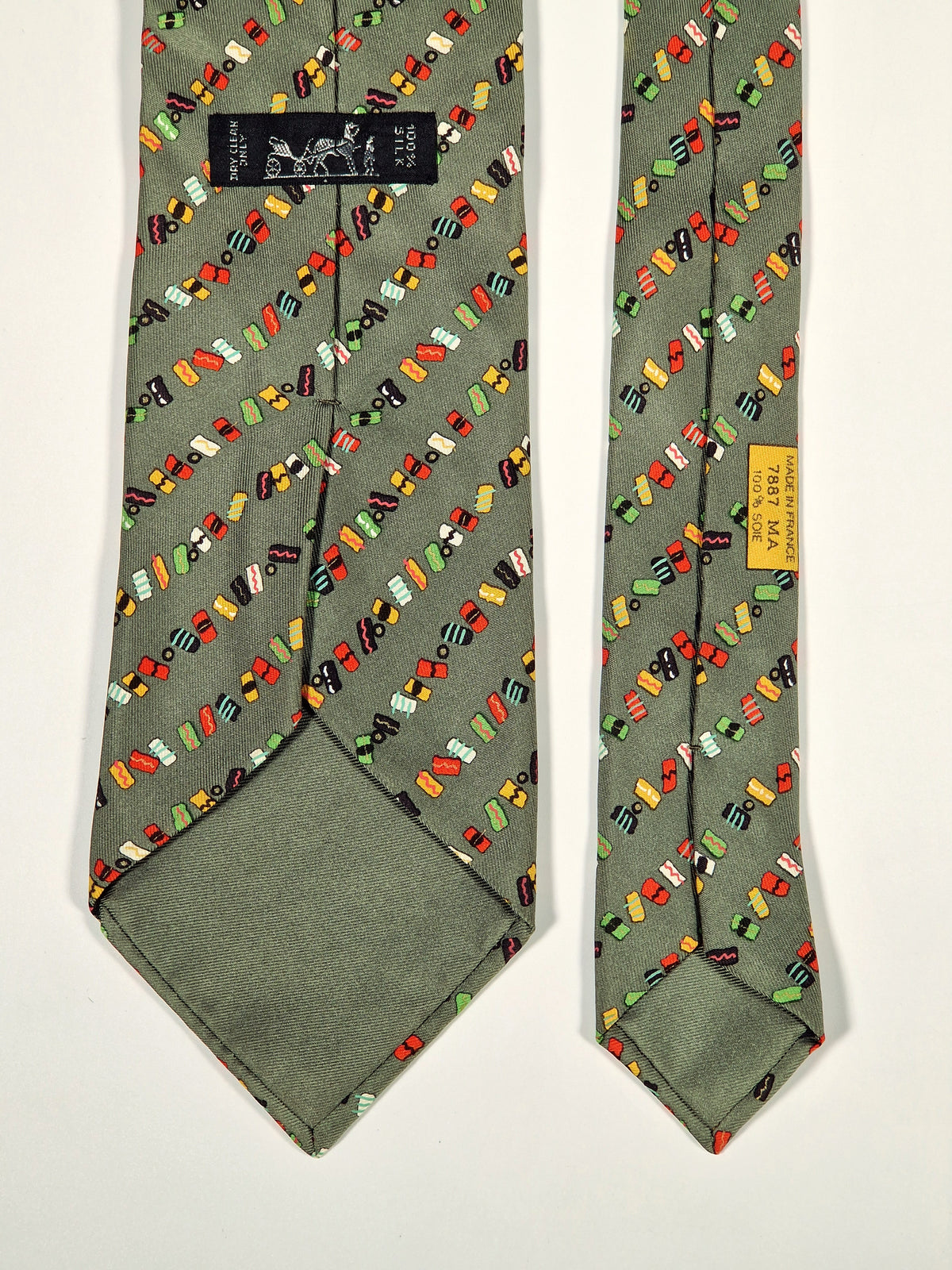 007887 Hermès tie green sushi pattern 7887 MA