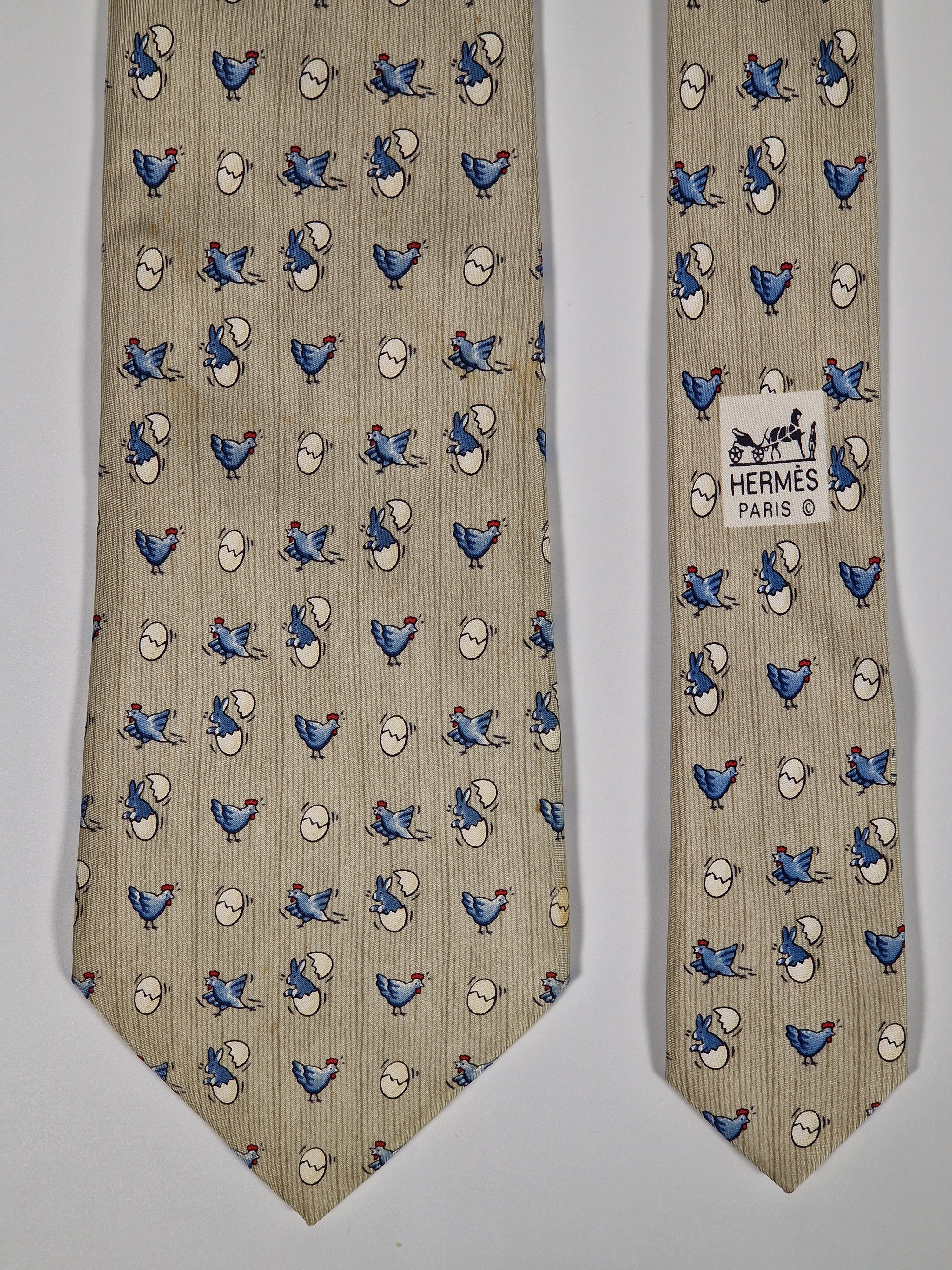 Hermès 7890 MA Tie with eastern bunnies and chickens.