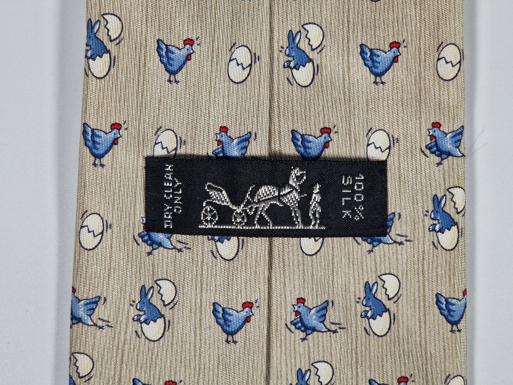Hermès 7890 MA Tie with eastern bunnies and chickens.