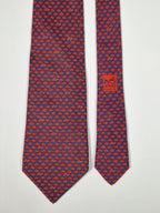 Hermès silk tie blue salad and turtle whimsical patter 7896 MA
