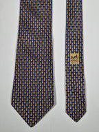 007900 Hermès silk tie blue whimsical rabbits 7900 MA