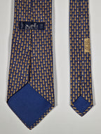 007900 Hermès silk tie blue whimsical rabbits 7900 MA
