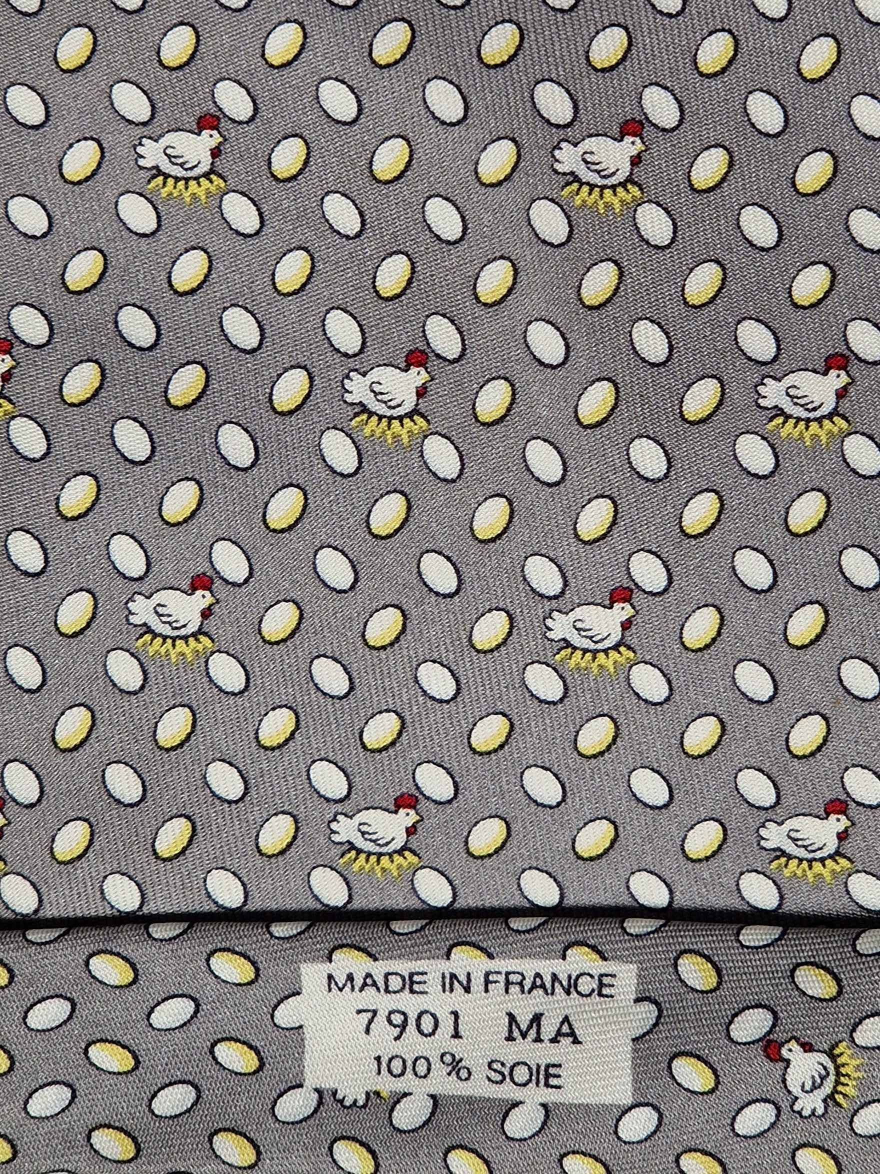 Hermés 7901 MA Tie, easter theme with chickens and eggs.