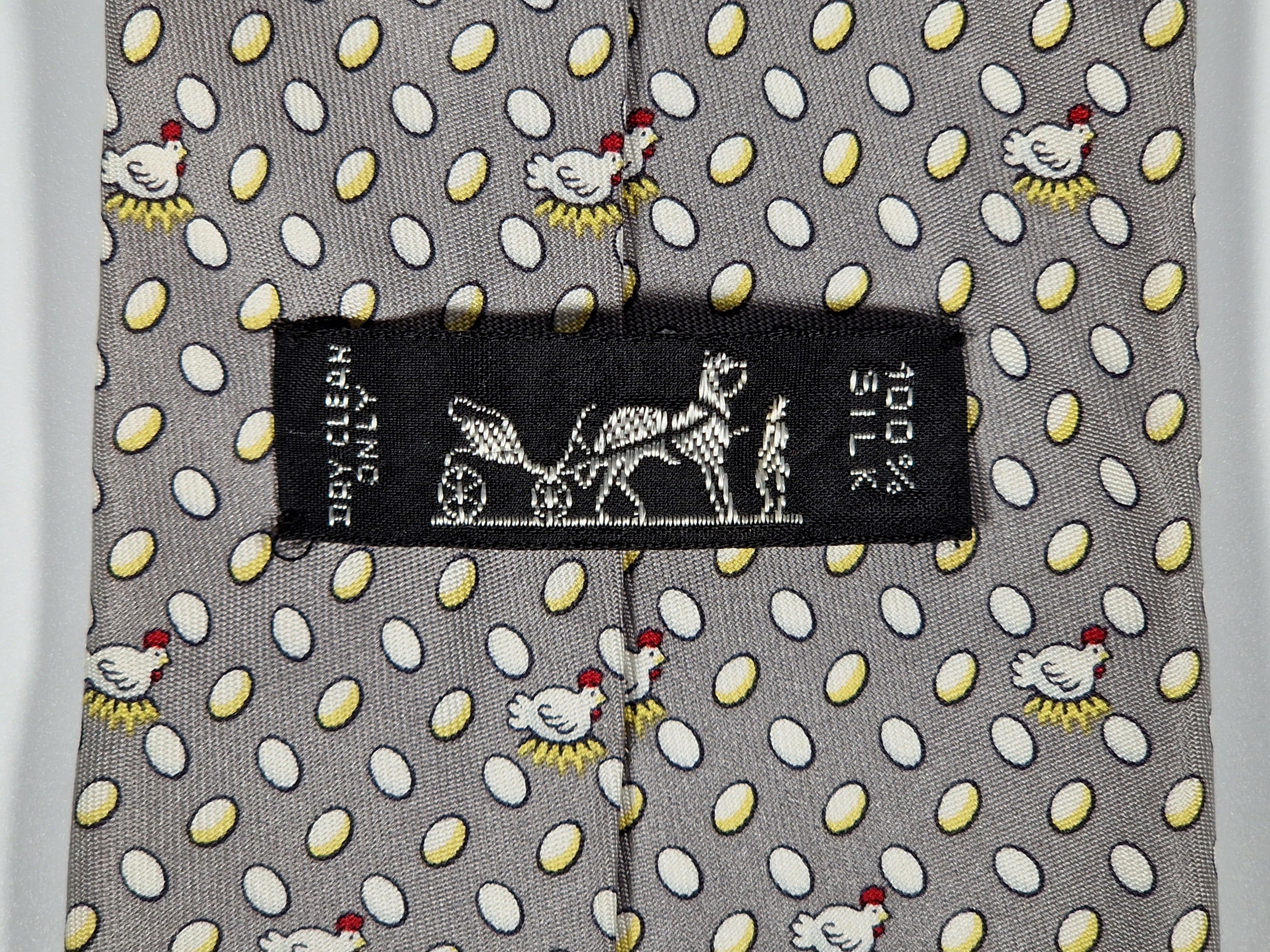 Hermés 7901 MA Tie, easter theme with chickens and eggs.