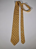 Hermès silk tie yellow bear honeycomb whimsical pattern 7920 MA