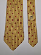 Hermès silk tie yellow bear honeycomb whimsical pattern 7920 MA