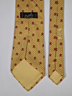 Hermès silk tie yellow bear honeycomb whimsical pattern 7920 MA