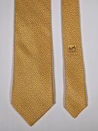 Hermès silk tie yellow H pattern 7926 MA
