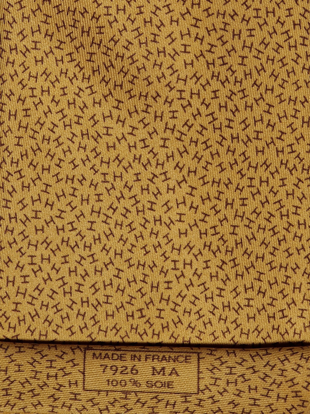Hermès silk tie yellow H pattern 7926 MA