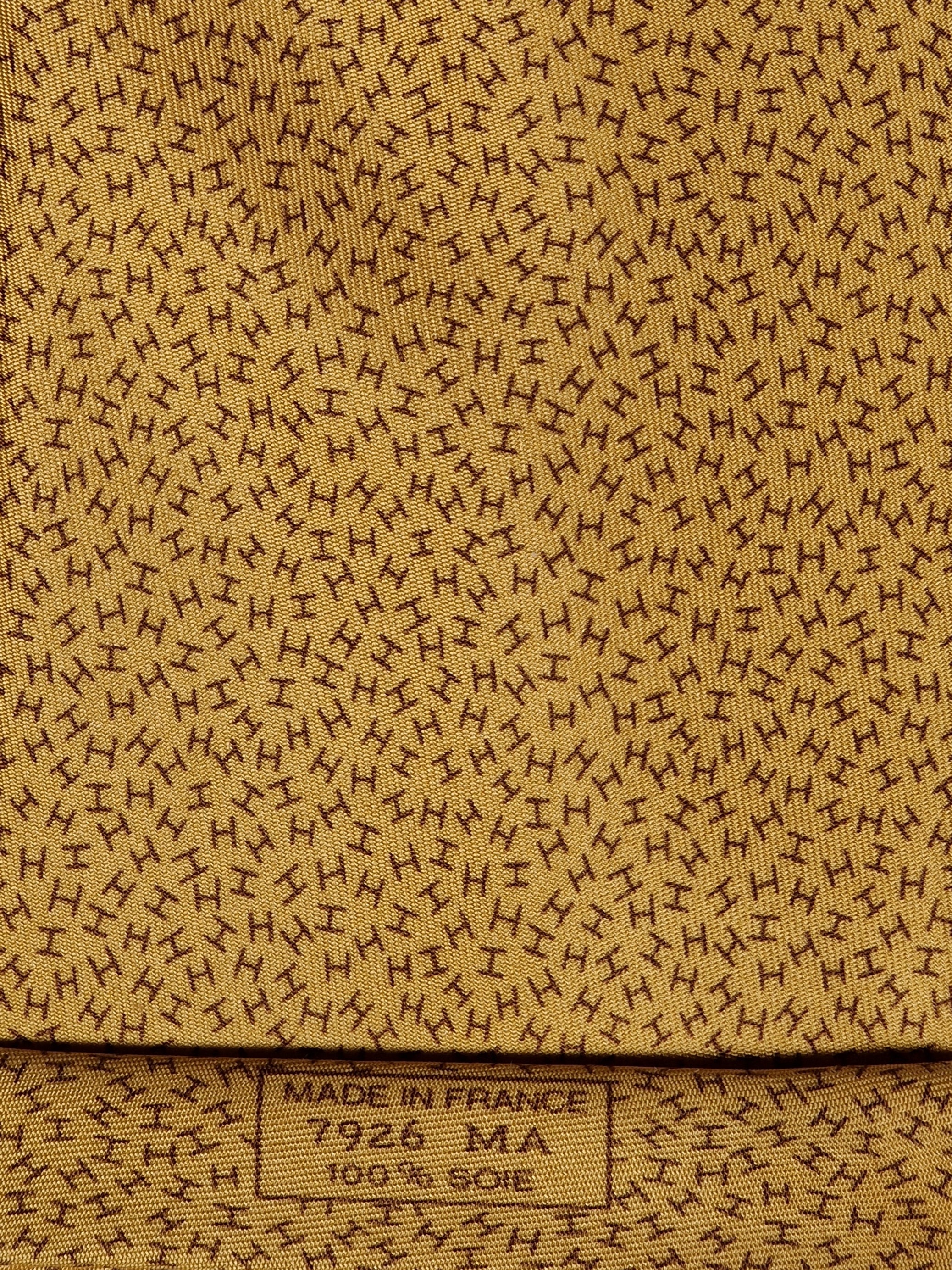 Hermès silk tie yellow H pattern 7926 MA