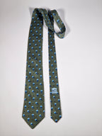Hermès silk tie green whimsical trees 7928 MA
