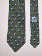 Hermès silk tie green whimsical trees 7928 MA