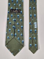 Hermès silk tie green whimsical trees 7928 MA