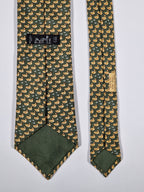 007932 Hermès tie Green duck whimsical pattern 7932 MA