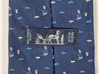 007933 Hermès tie isfishing whimsical pattern Hermès 7933 MA tie blue