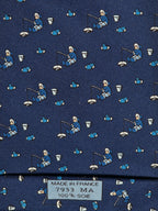 007933 Hermès tie isfishing whimsical pattern Hermès 7933 MA tie blue