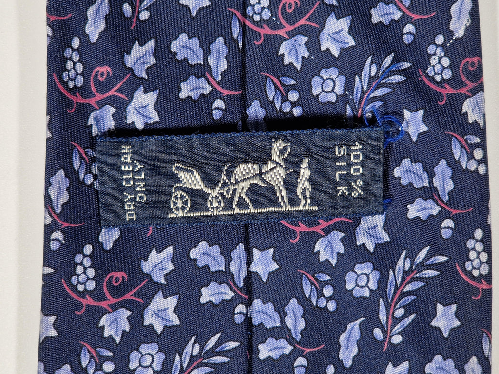 007934 Hermès tie blue wine grape pattern 7934 MA