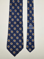 Hermès silk tie blue flower pattern 7938 MA