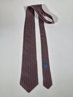Hermès silk tie blue orange rare Ginza 2001 edition 7949 MA