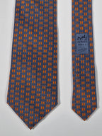 Hermès silk tie blue orange rare Ginza 2001 edition 7949 MA