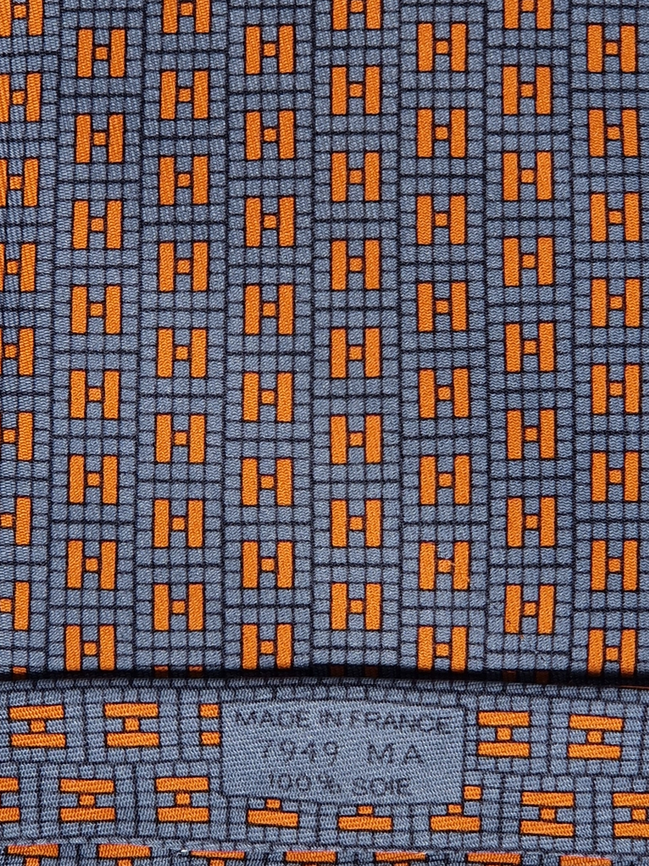 Hermès silk tie blue orange rare Ginza 2001 edition 7949 MA