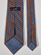 Hermès silk tie blue orange rare Ginza 2001 edition 7949 MA