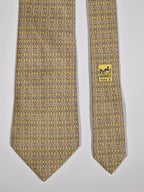 007952 Hermès silk tie yellow geometrical pattern 7952 EA