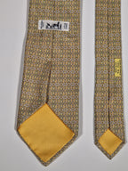 007952 Hermès silk tie yellow geometrical pattern 7952 EA