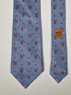 Hermès silk tie blue rabbit and golfball whimsical pattern 7956 EA