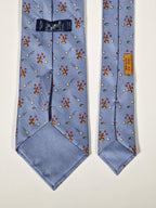 Hermès silk tie blue rabbit and golfball whimsical pattern 7956 EA