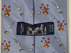 Hermès silk tie blue rabbit and golfball whimsical pattern 7956 EA