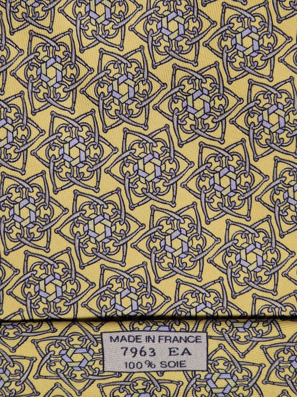 Hermès silk tie yellow equestrian pattern 7963 EA