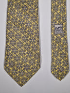 Hermès silk tie yellow equestrian pattern 7963 EA