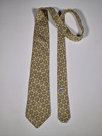 Hermès silk tie yellow equestrian pattern 7963 EA