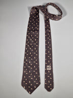 Hermès silk tie grey whimsical butterflies and bear 7973 EA
