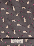 Hermès silk tie grey whimsical butterflies and bear 7973 EA