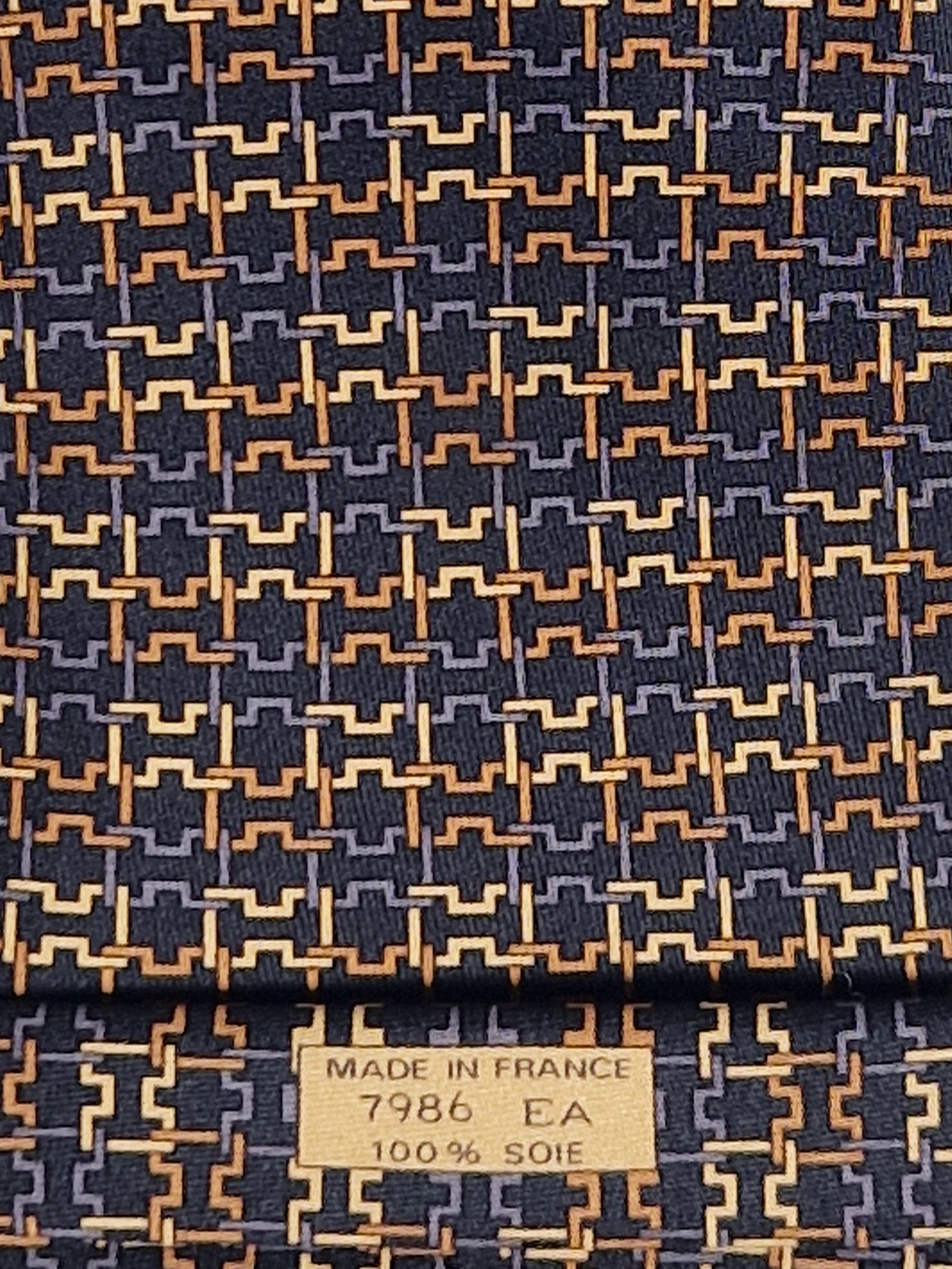 Hermès silk tie black H pattern Hermès 7986 EA