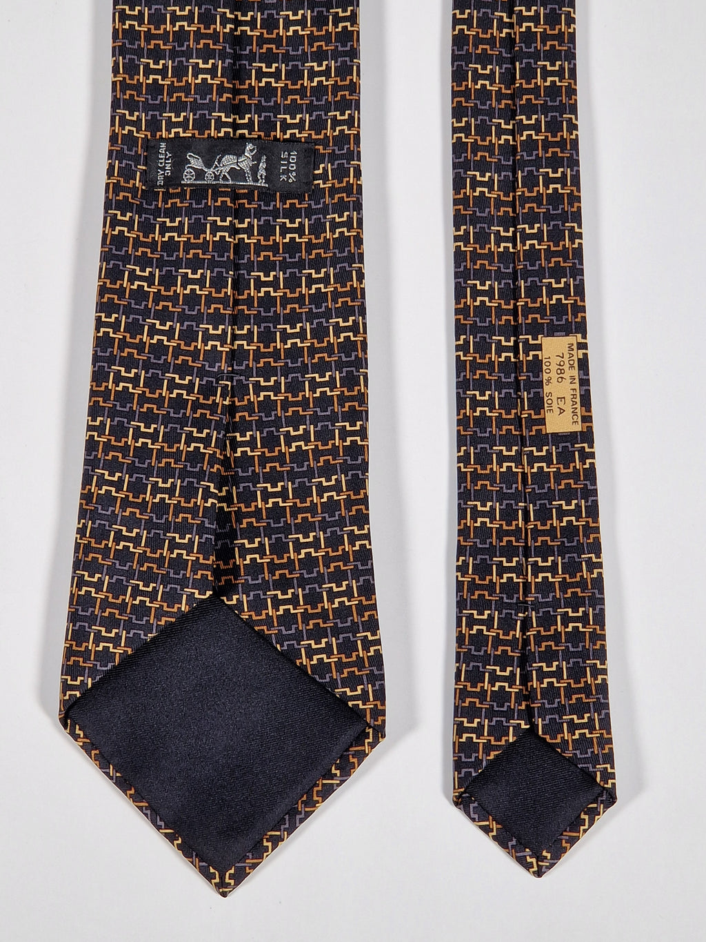 Hermès silk tie black H pattern Hermès 7986 EA