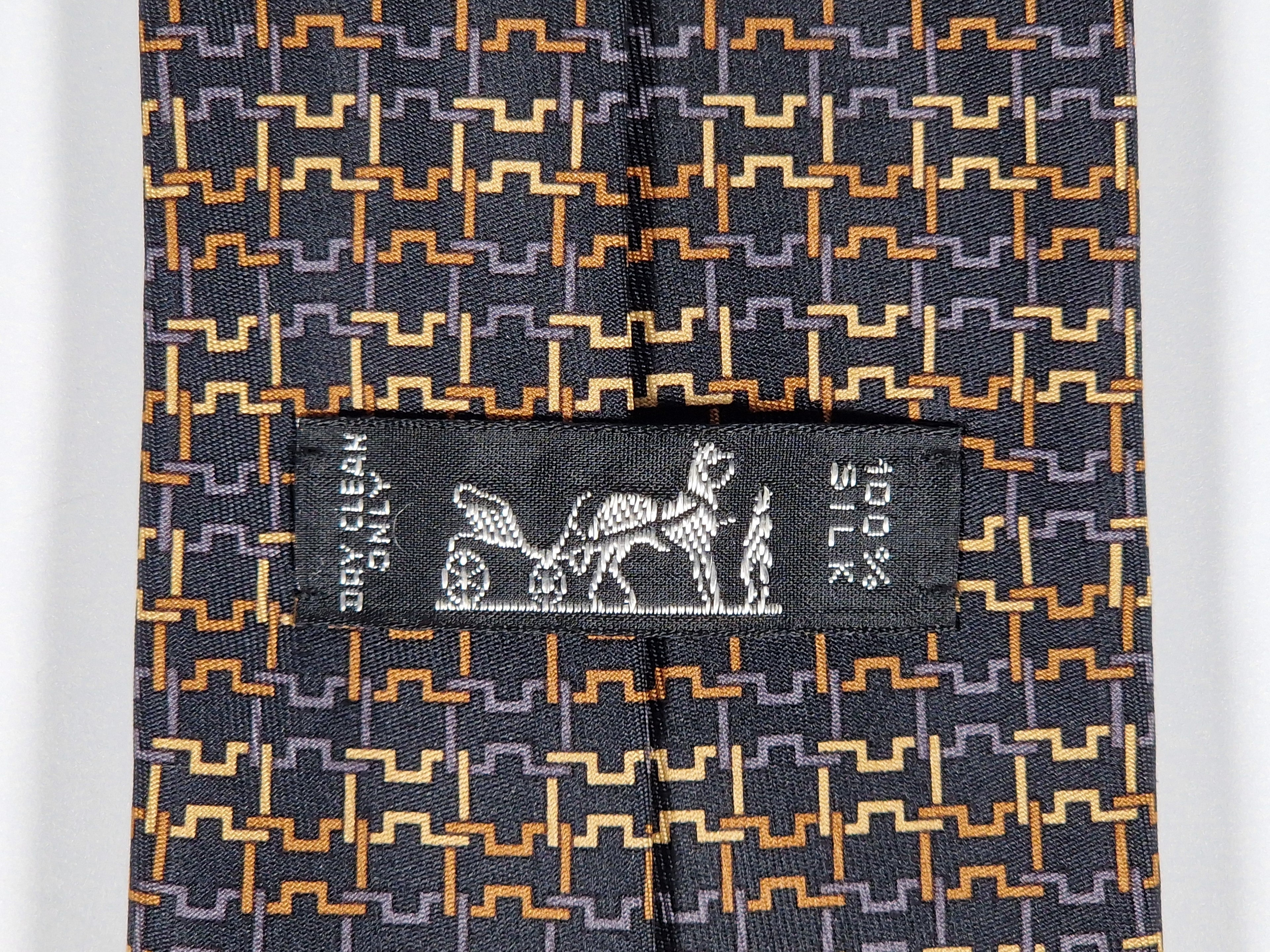 Hermès silk tie black H pattern Hermès 7986 EA