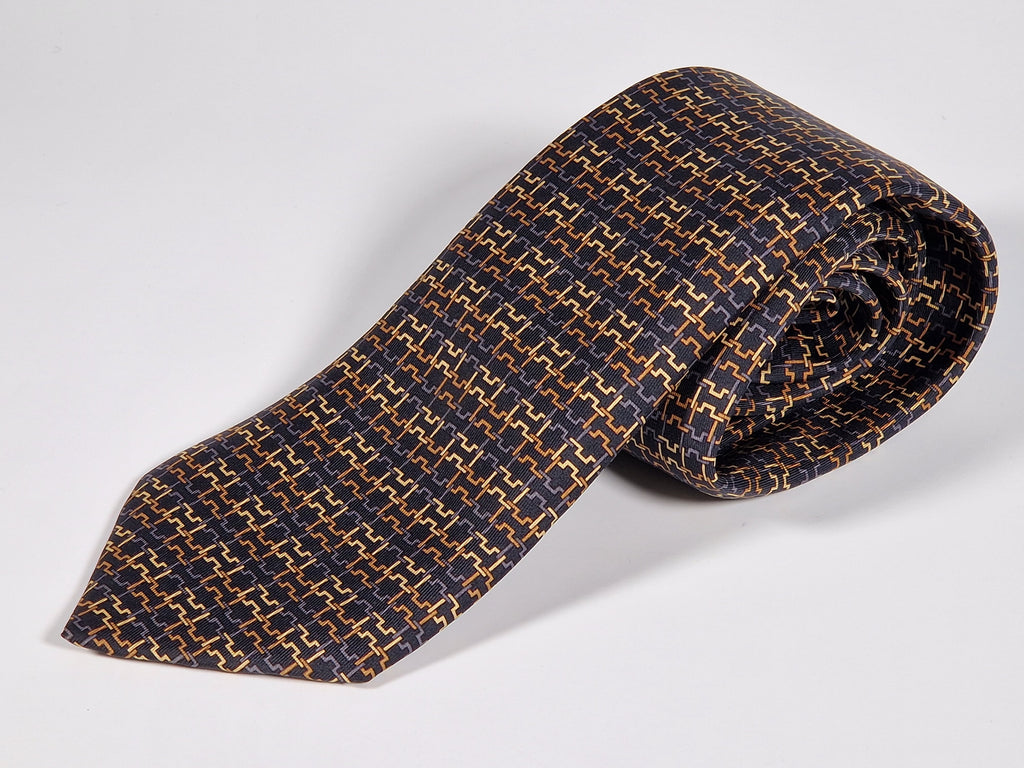 Hermès silk tie black H pattern Hermès 7986 EA