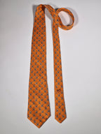 007987 Hermès tie orange ostrich jockey 7987 EA