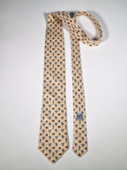 Hermès silk tie beige Hedgehog ad catus whimsical pattern 7988 EA