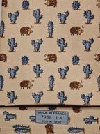Hermès silk tie beige Hedgehog ad catus whimsical pattern 7988 EA